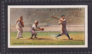 Cigarette cards, Churchman Sports & Games of Many Lands (set 25 cards) including Babe Ruth