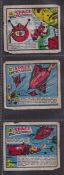 Trade cards, wax wrappers, Anglo Bell Boy Gum, 55 Wax wrappers from several series Space