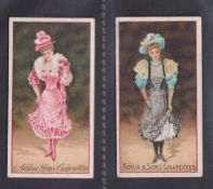 Cigarette cards, Adkin's, Pretty Girls 'RASH', two cards, ref. H8, pictures nos 10 & 12, both