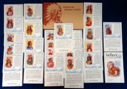 Trade cards, USA, Kelley Baking Co, American Indian Chiefs, part set 8 cards laid down in special