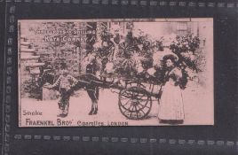 Cigarette card, Fraenkel Bros, Music Hall Artistes, (Pink Card), type card, Kate Carney, 'Three pots