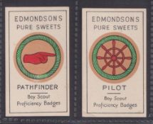 Trade cards, Edmondson, Boy Scout Proficiency Badges, two cards, Pathfinder & Pilot (gd) (2)