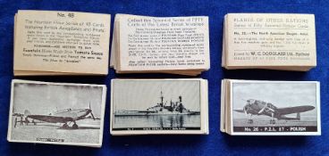 Trade cards, Australia, 3 part sets, Fountain Flower (2), British warships 37/50, British Aeroplanes