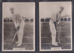 Cigarette cards, Phillips, Cricketers, (Premium size), Australian Team, 4 cards, 1c. T J E