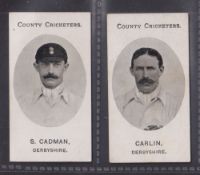 Cigarette cards, Taddy, County Cricketers, Derbyshire, 2 cards, S Cadman & Carlin (gd)