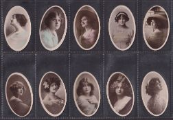 Cigarette cards, Godfrey Phillips, Beauties (Oval), plain back anonymous (set 30 cards) (a few cards