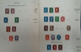 Stamps, Ceylon, early to middle collection on leaves, mainly used, includes unissued 1968 Golden