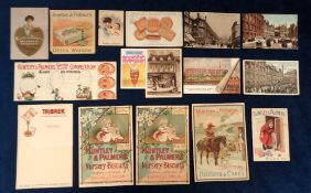 Trade issues, Huntley & Palmers, 15 advertising items inc. postcards, various paper adverts, menu