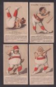 Trade cards, USA, Fulton Bros, four postcard size comic baseball cards, 'A Close Affair. Hugging the