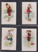 Cigarette cards, USA, Kimball, Beautiful Bather Cards, 'X' size, 4 cards, Ostende, Parame,
