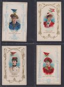Cigarette cards, USA, Duke's, Yacht Club Colors of the World, 'X' size, four cards, Columbia Yacht