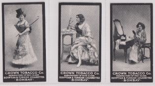 Cigarette cards, India, Crown Tobacco Co, Actresses, 'X' size, three cards, Derly, Guerrero &