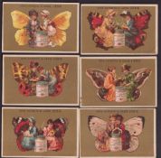 Trade cards, Liebig, Butterfly Girls 1, ref. S127, two sets, German & Italian editions (6 cards in