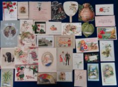 Greetings Cards, a selection of approx. 270 mostly Victorian cards to include glitter, deckle edged,