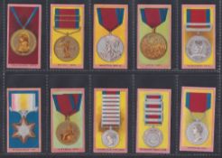 Cigarette cards, Churchman, Medals (set 50 cards) (some cards light foxing gen gd/better)