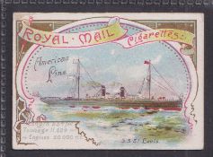 Cigarette card, Anstie, Royal Mail Series, 'M' size, type card, American Line, 'SS St Louis' (some