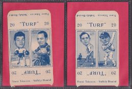 Cigarette cards, Carreras Turf uncut slides 2 per card, Sports Series (set 25 cards) (gd)