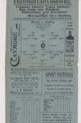 Football programme, Millwall v Reading, 20 Sep 1919, Southern League, large single sheet (fold,