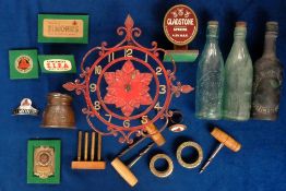 Advertising, Simonds Brewery, a collection of items to include a Hop Leaf wrought iron clock (1 hand