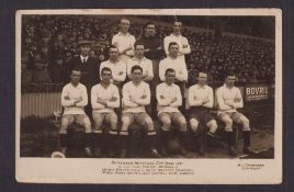 Football postcard, Tottenham Hotspur FC, photographic card showing Cup Team of 1921 (some creasing &