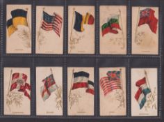 Cigarette cards, Cope, Flags of Nations, black printed backs, 17 cards (mixed condition gen fair/