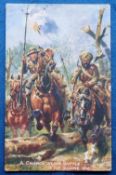 Postcard, Harry Payne, Tucks, Cavalry on Active Service, Charge at The Somme, pu 1921 (gd) (1)