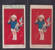 Trade cards, The European War Series, two cards, both 'Waiting for Daddy', one issued by John