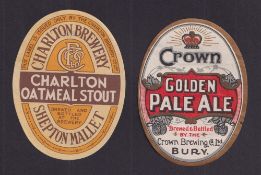 Beer labels, Charlton Brewery, Shepton Mallet Charlton Oatmeal Stout, vertical oval, 88mm high (