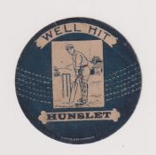 Trade cards, Baines Circular shaped card, Cricket, type card 'Well Hit Hunslet' (gd)