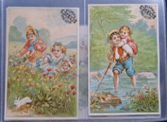 Trade cards, USA, Clark's Spool Cotton, 8 cards, The Seasons, two different Premium Size Non-