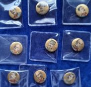 Tobacco Celluloid badges, ATC Boer War leaders (set 9 badges) including Baden Powell (fair)