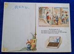 Trade cards, Switzerland, Chocolat Kohler, Don Quixote, seven premium size menu cards, nos 3, 4,