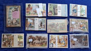 Trade cards, Liebig, a collection of 10 Italian edition wrapped sets, ref no S697, S698, S699, S701,