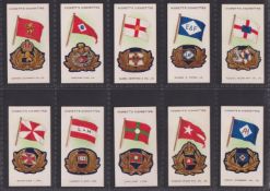 Cigarette cards, Hignett Ships Flags & Cap Badges 1st & 2nd Series (2 sets of 25 cards) (gen gd/