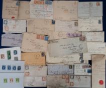 Stamps, Collection of 19th century envelopes/letters to include French, Italian, Cape of Good