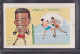Trade cards, Clevedon Confectionery, Sporting Memories no.3 Joe Louis Boxing type card (slight