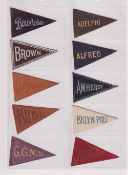 Tobacco leathers, ATC, College Pennants, triangular pennant shaped, 87 different (most fronts gd but