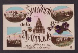 Rugby postcard, Olympics Paris 1924, a multi-view souvenir card showing Rugby action as well as