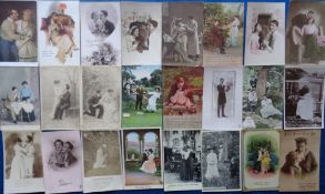 Postcards, Romantic and Song Cards, a collection of 240 cards to include art, RPs, greetings,