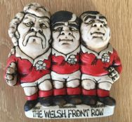 Rugby Union, The Welsh Front Row being Price, Windsor & Faulkner, a John Hughes Pottery Grogg,