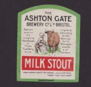 Beer label, Ashton Gate Brewery Co Ltd, Bristol, Milk Stout, Beehive shape, approx. 86mm high (