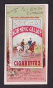 Cigarette card, Smith's, Advertisement card for Morning Gallop Cigarettes, illustrated with