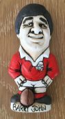 Rugby Union, Barry John of Wales, a John Hughes Pottery Grogg showing John in Welsh International