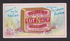 Cigarette card, Smith's, Advertisement card for Smith's Cut Navy Tobacco, illustrated with tobacco