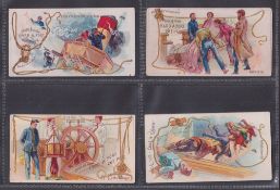 Cigarette cards, USA, Thompson, Moore & Co, Rope Knots, 'X' size (set, 10 cards) (1 with stained