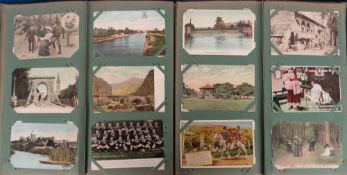 Postcards, a mixed UK topographical and subject collection of 280+ cards in vintage album (