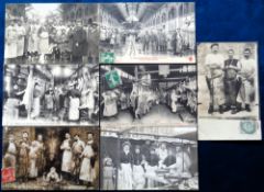 Postcards, Social History, Paris Butchers, some RP (4), Stalls, Shops and Abattoirs, (gd) (7)