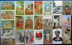 Postcards, India, a collection of approx. 100 cards of India, inc. 10 chromos of Indian myths,