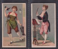 Cigarette cards, USA, Goodwin's, Occupations for Women, two cards, Apprentice & Bandmaster (gd) (2)