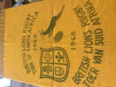 British Lions, a large yellow and green wool blanket (wall) hanging from The British Lions Tour to